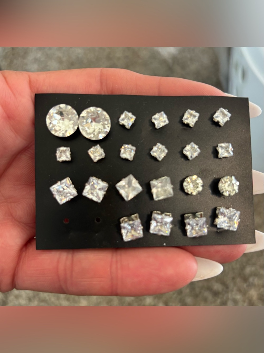 Sparkling Crystal Stud Earring Set of 12